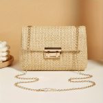 Casual Woven Handbag, Simple Solid Color, High-Quality Daily Fashion, Shoulder & Crossbody Bag With Chain Strap - Image 3