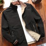 Men's Sports Jacket Coat Lapel Zipper Pockets Windproof Ribbed Cuff Coat For Daily Wear