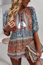 Bohemian Floral Short Sleeve Casual Tops - Image 3