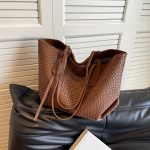 Large Capacity Woven Tote Bag For Women, Fashionable PU Leather Shoulder Bag, Versatile Elegant Commuter Handbag, Perfect For Work And Leisure, Ideal Valentine's Day Gift - Image 10