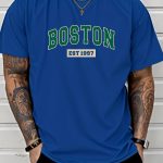 Letter Print Men's Creative Top, Casual Short Sleeve Crew Neck T-shirt, Men's Clothing For Summer Outdoor - Image 6