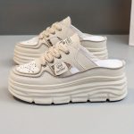 Women's Breathable Platform Mule Sneakers, Casual Cutout Design Lace Up Shoes, Comfortable Summer Shoes - Image 6