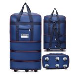 Expandable Wheeled Luggage Backpack, Foldable Large Capacity Travel Bag With Silent Resistant Wheel, Ideal For Business Trips & Studying Abroad - Image 4
