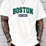 Letter Print Men's Creative Top, Casual Short Sleeve Crew Neck T-shirt, Men's Clothing For Summer Outdoor - Image 9