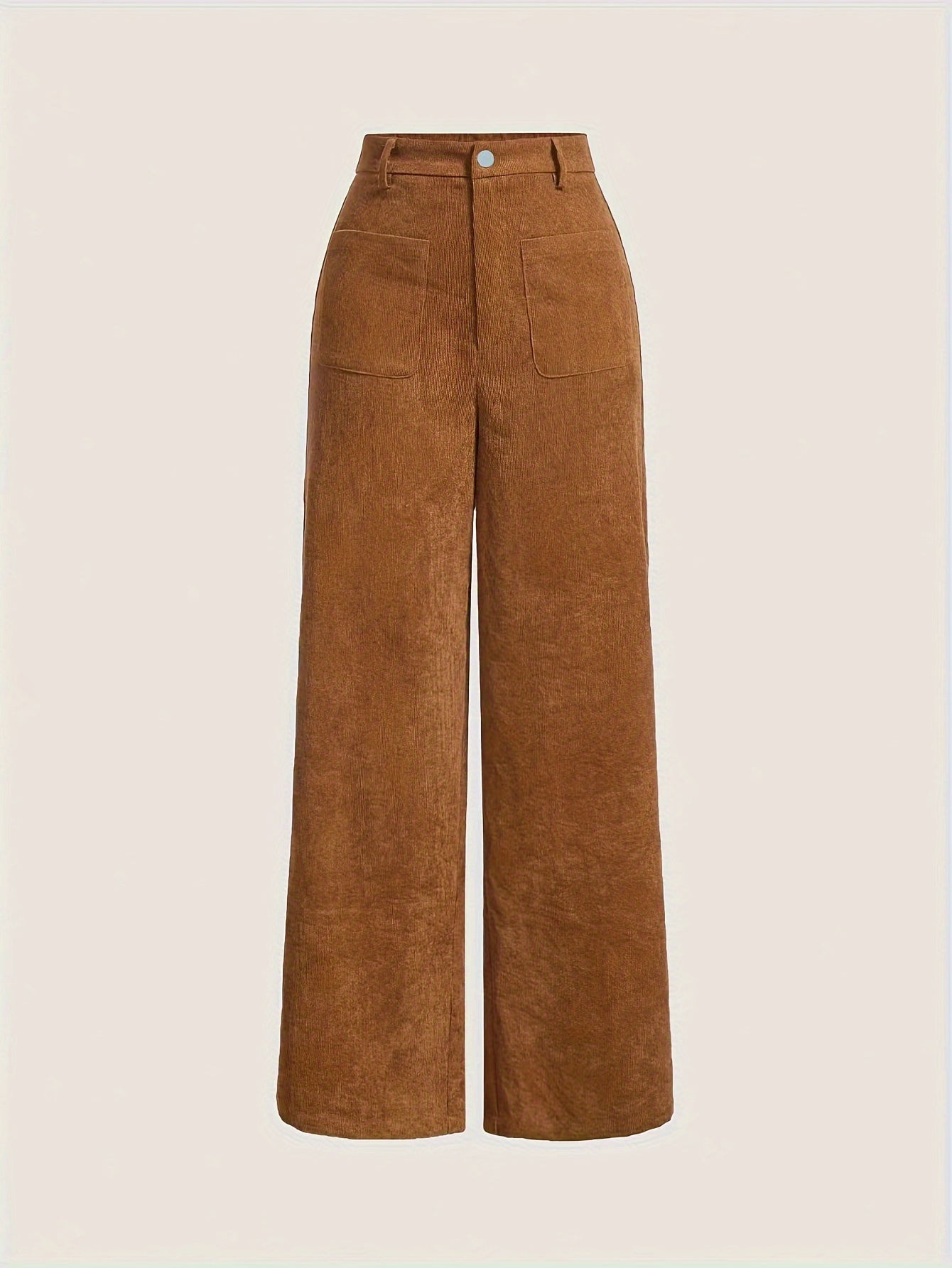 28efe921-57fa-491d-ac51-9dcaefcbe5bb.jpg Corduroy High Waist Pants, Vintage Straight Leg Pants For Spring & Fall, Women's Clothing - Image 1