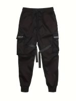 Trendy Solid Cargo Pants, Men's Multi Flap Pocket Trousers, Loose Casual Outdoor Pants, Men's Work Pants Outdoors techwear Hip Hop Style - Image 11