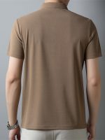 Men's Solid Short Sleeve And Lapel Collar Henley Shirt, Casual And Comfy Sports Tops For Summer Golf Wear And Outdoors Activities - Image 9