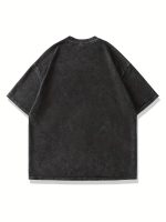 Men's Los Angeles' Printed Short-sleeved Drop-shoulder T-shirt Round Neck Top - Image 3