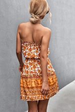 Bohemian Floral Print Smocked Mini Dress - Image 4