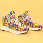 Women's Graffiti Print High-Top Lace-Up Sneakers, Reflective Safety Straps Detail Sneakers, Women's Footwear - Image 7