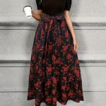 Lace Up Floral Print Splicing Dress, Elegant Crew Neck Short Sleeve Dress For Spring & Summer, Women's Clothing - Image 2