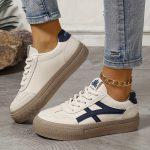 Women's Colorblock Trendy Sneakers, Lace Up Soft Sole Platform Skate Shoes, Low-top Versatile Shoes - Image 5