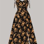 Floral Print Tie Shoulder Cami Dress, Elegant Sweetheart Neck Sleeveless Dress, Women's Clothing - Image 2