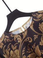 Elegant Two Piece Set, Floral Print Crew Neck Top & Elastic Waist Pocket Wide Leg Pants Outfits For Spring & Summer, Women's Clothing - Image 5