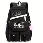 Kuromi Pattern Backpack, Kawaii Stylish School Bag, Women's Colorblock Rucksack, Large Capacity Foldable Outdoors Daypack - Image 8