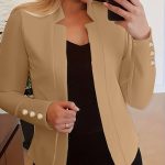 Solid Open Front Blazer, Casual Long Sleeve Button Blazer For Office & Work, Women's Clothing - Image 16