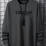 CHICAGO Print Men's Street Daily Long Sleeve High Stretch T-shirt, Spring Fall Outdoor, Men's Clothing - Image 4
