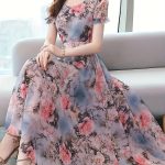 Floral Print Crew Neck Dress, Elegant Short Sleeve Dress For Spring & Summer, Women's Clothing For Elegant Dressing - Image 3