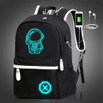 1pc Luminous Backpack, Men's Fashion Trendy Backpack, Large Capacity Lightweight Oxford Simple Cartoon Backpack - Image 6
