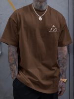 Geometric Graphic Print Men's Creative Top, Casual Short Sleeve Crew Neck T-shirt, Men's Clothing For Summer Outdoor