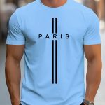 Paris Print, Men's Graphic Design Crew Neck T-shirt, Casual Comfy Tees Tshirts For Summer, Men's Clothing Tops For Daily Vacation Resorts - Image 3