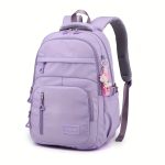 Large Capacity Multi-pocket Student Backpack, Solid Color Lightweight Spine Protection Student Schoolbag, Nylon Multi-layer Backpack, Waterproof Laptop Backpack, Send Pendant - Image 4