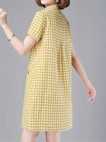 Plaid Print Button Up With Pocket Dress, Casual Short Sleeve Loose Dress For Spring & Summer, Women's Clothing - Image 4