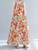 Floral Print Crew Neck Dress, Elegant Sleeveless Dress For Spring & Summer, Women's Clothing - Image 5