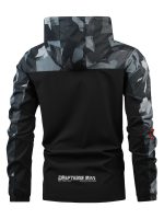 Geometric Pattern Design Men's Color Blocked Zip Up Hooded Indbreaker, Suitable For Outdoor Hiking, Camping And Travel In All Seasons - Image 5