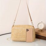 Casual Woven Handbag, Simple Solid Color, High-Quality Daily Fashion, Shoulder & Crossbody Bag With Chain Strap - Image 10