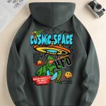 UFO & Alien Print Hoodie, Cool Hoodies For Men, Men's Casual Graphic Design Pullover Hooded Sweatshirt With Kangaroo Pocket Streetwear For Winter Fall, As Gifts - Image 5