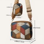 Rhombus Pattern Crossbody Bag, Colorblock Mini Square Bag, Women Retro Shoulder Bag With Coin Purse - Image 14