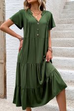Ruffle Hem Short Sleeve Casual Mini Dress