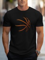 Basketball Graphic Print Men's Creative Top, Casual Short Sleeve Crew Neck T-shirt, Men's Clothing For Summer Outdoor