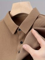 Men's Solid Short Sleeve And Lapel Collar Henley Shirt, Casual And Comfy Sports Tops For Summer Golf Wear And Outdoors Activities - Image 10