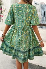 Fashion V Neck Printed Casual Dress - Image 5