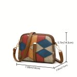 Mini Colorblock Crossbody Bag, Retro Rhombus Pattern Purse, Fashion Shoulder Bag For Women - Image 7