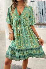Fashion V Neck Printed Casual Dress - Image 2