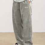 Men's Loose-Fit Corduroy Casual Pants With Pockets In Solid Color, Breathable Straight-Leg Drawstring Trousers For Urban Streetwear And Outdoor Activities, Casual Style - Image 3
