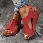 Women's Solid Color Wedge Heeled Sandals, Casual Open Toe Platform Shoes, Comfortable Ankle Strap Sandals - Image 15