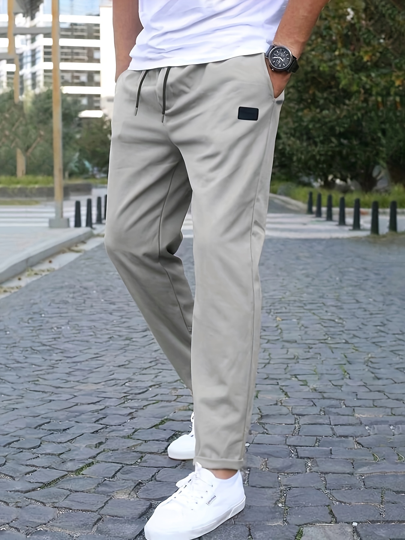 37d7163654a21783e7554d70d0f864d1.jpg Men's Casual Waist Drawstring Joggers, Chic Stretch Sports Pants - Image 1