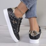 Women's Plaid Pattern Sneakers, Casual Lace Up Outdoor Shoes, Comfortable Low Top Shoes - Image 4
