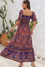 Bohemia Printed Smocked Short Sleeve Maxi Dress - Image 4