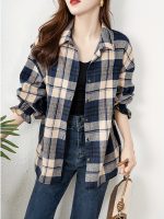 Plaid Print Button Front Blouse, Casual Long Sleeve Blouse For Spring & Fall, Women's Clothing - Image 6