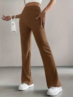 Solid High Waist Pants, Elegant Flare Leg Pants, Women's Clothing - Image 10