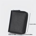 1pc Men's PU Leather Casual Card Holder, Zipper Coin Purse - Image 6