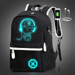 1pc Luminous Backpack, Men's Fashion Trendy Backpack, Large Capacity Lightweight Oxford Simple Cartoon Backpack - Image 2