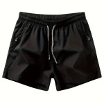 Men's Solid Color Leisure Shorts With Zippered Pockets, Summer Fashion Drawstring Sports Shorts For Fitness And Outdoors Wear - Image 3