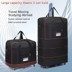Expandable Wheeled Luggage Backpack, Foldable Large Capacity Travel Bag With Silent Resistant Wheel, Ideal For Business Trips & Studying Abroad