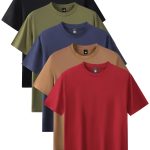 Men's Fashion 5pcs Sports T-shirt, Casual Stretch Round Neck Tee Shirt For Summer - Image 3